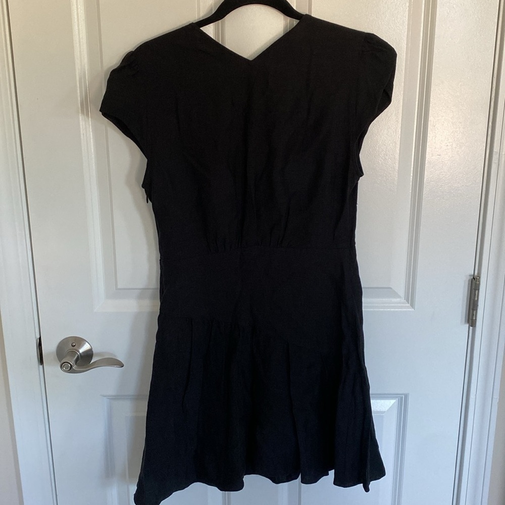 sandro Paris Ronald Gathered Linen Blend Mini Dress size FR38 (US 4/6) - Black - Picture 10 of 11